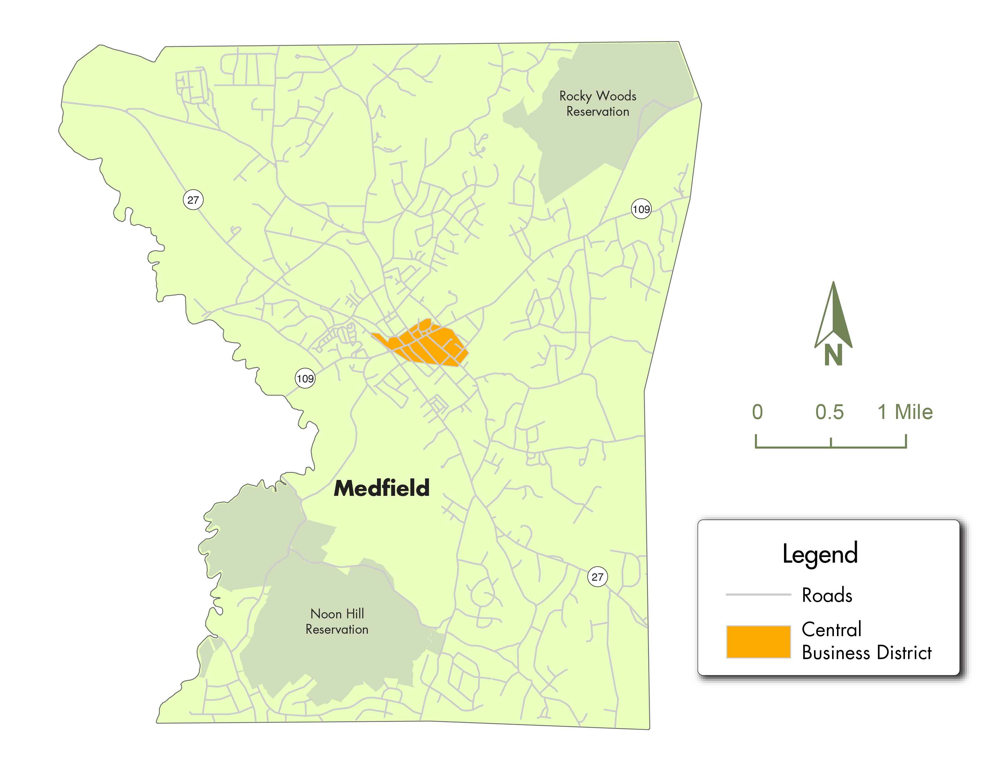map of Medfield CBD